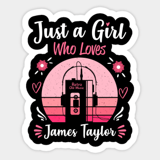 Just A Girl Who Loves James Taylor Retro Headphones Sticker